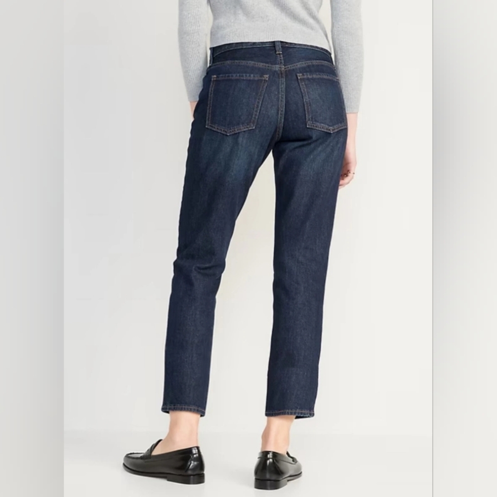 NWOT Old Navy High-Waisted Button-Fly Slouchy Straight Cropped Jeans 10 - Picture 2 of 4